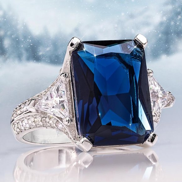 Jewelry - Radiant Cut Blue Gemstone Zircon Luxury Party Rings for Women, PD506
